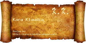 Kara Klaudia névjegykártya